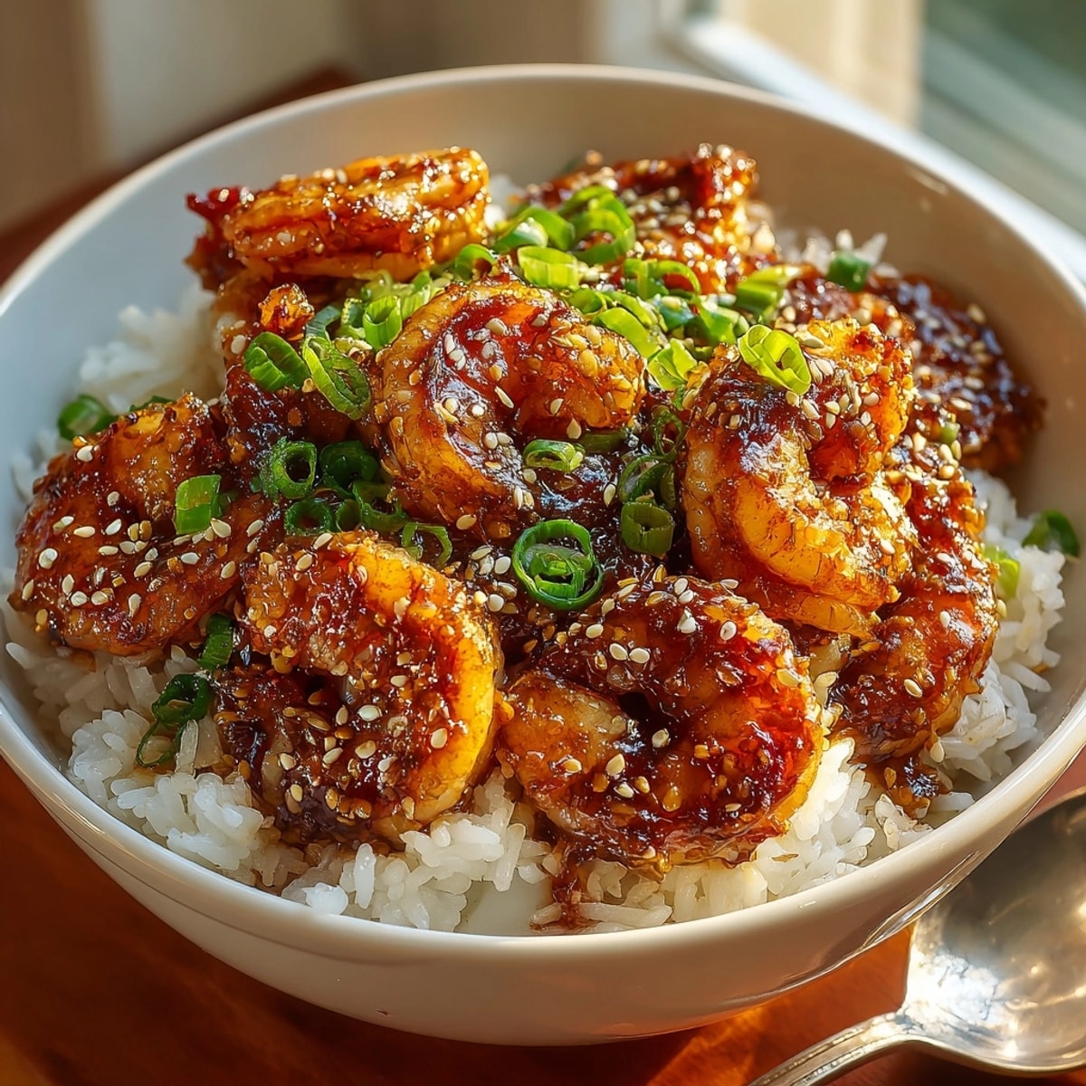 Fragrant and savory Honey Garlic Shrimp & Rice Bowl, ready for a quick weeknight dinner.