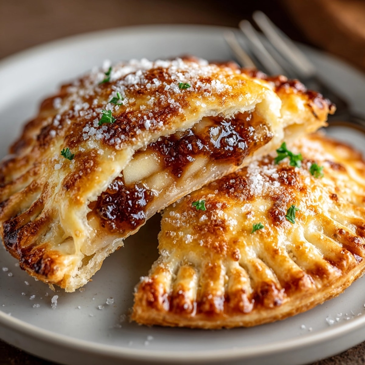 Golden Apple Butter Hand Pies, flaky crust with spiced apple filling, fresh from the oven.