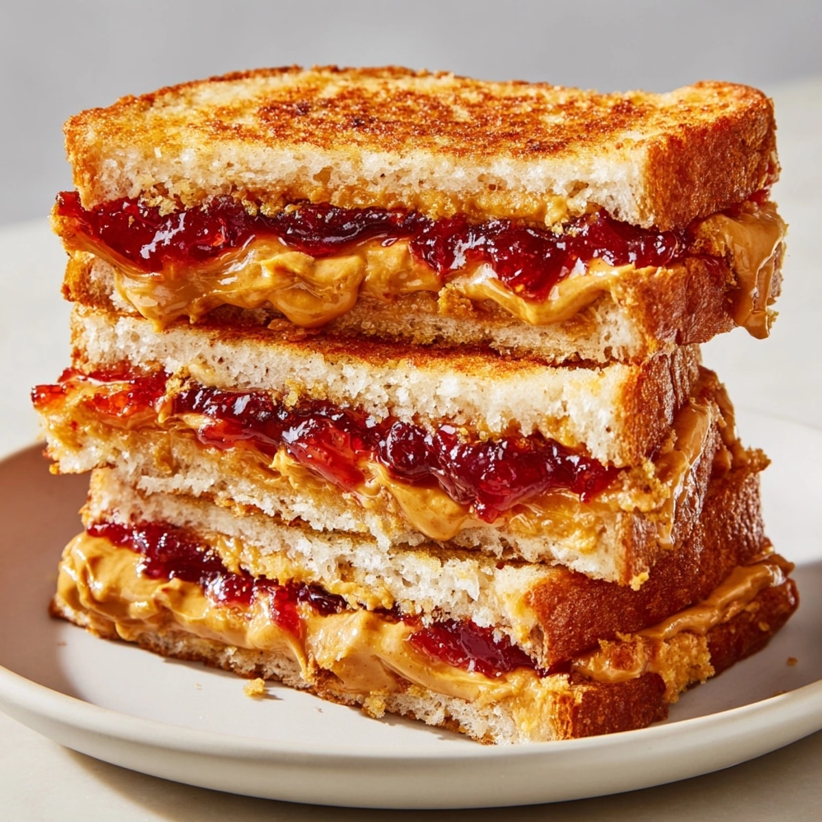 Hot Air-Fried PB&amp;J, cooked golden brown: A quick, satisfying comfort food snack.