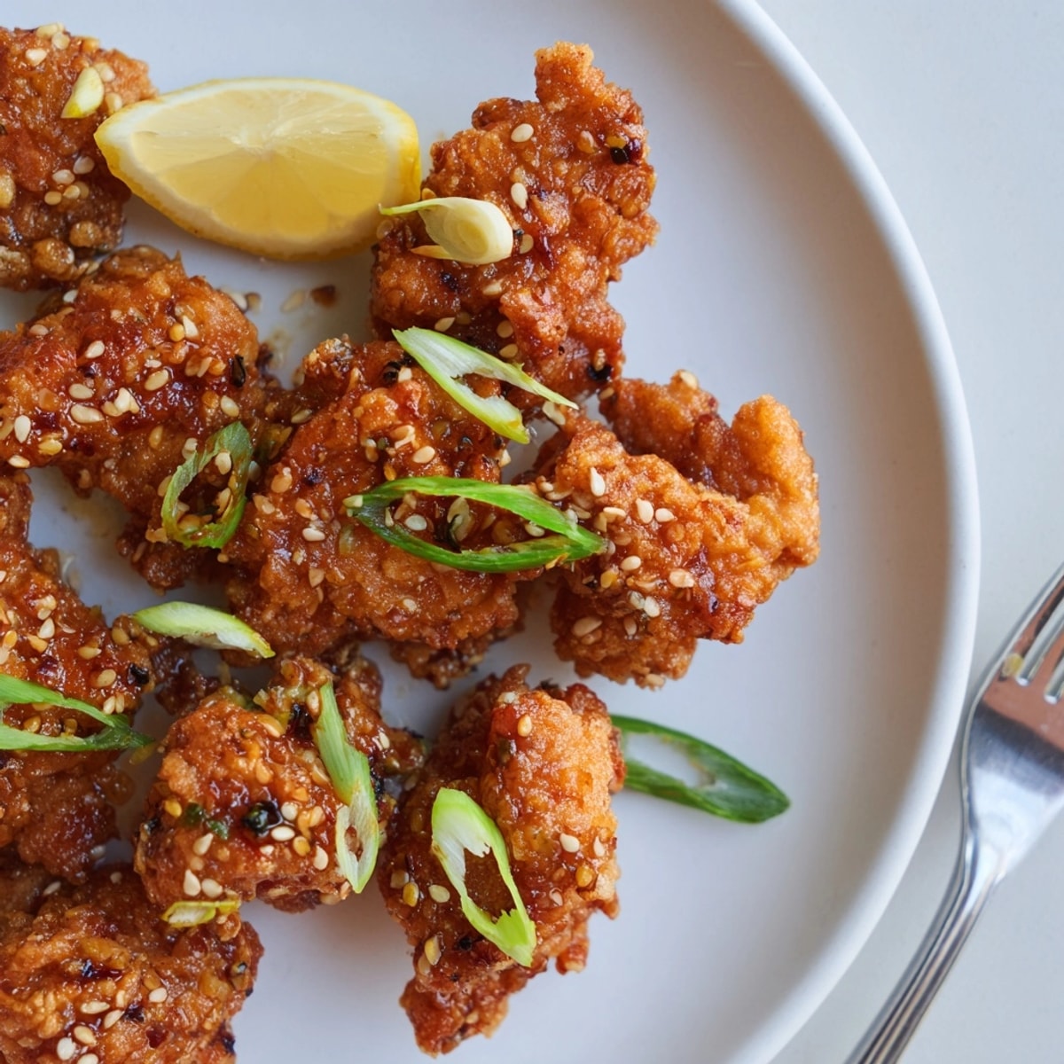 Golden Japanese Karaage with Sweet Chili Glaze sizzling, freshly fried, ready for a tangy bite.