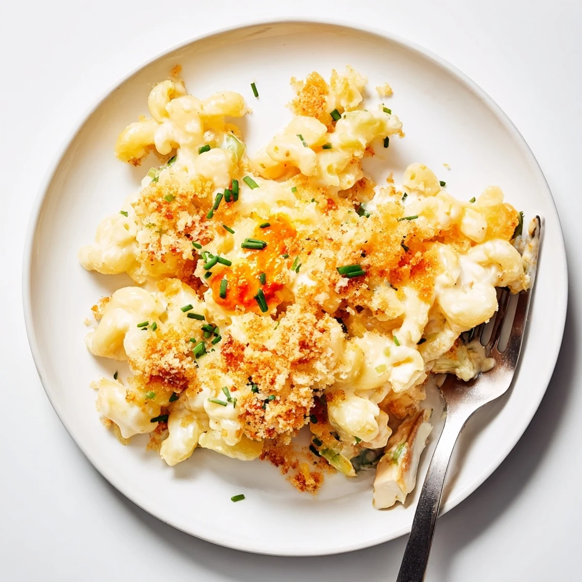 Cheesy Sriracha Pickle Mac and Cheese bursting with flavor, served hot and creamy.
