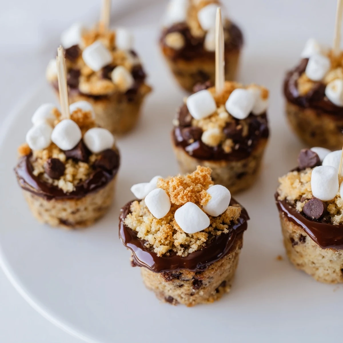 Delicious S'mores Cinnamon Sweet Tea Muffin Pops, drizzled with melted chocolate and graham crumbs.  