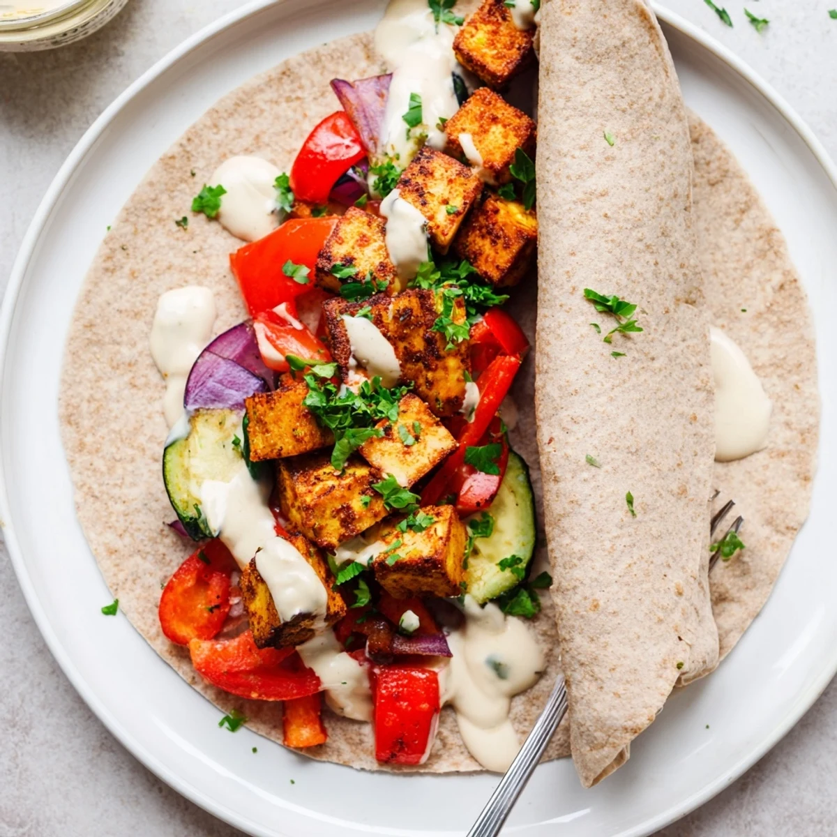 Colorful Vegan Viral Recipe Re-make bursting with flavor, served in whole wheat pita.