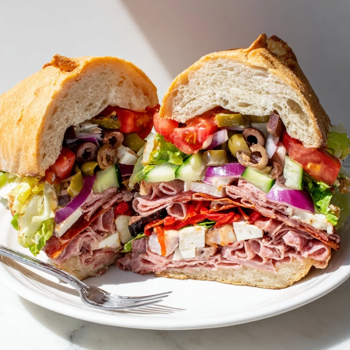 Colorful Flavor Mash-Up Sandwiches featuring vibrant veggies and creamy provolone cheese.  