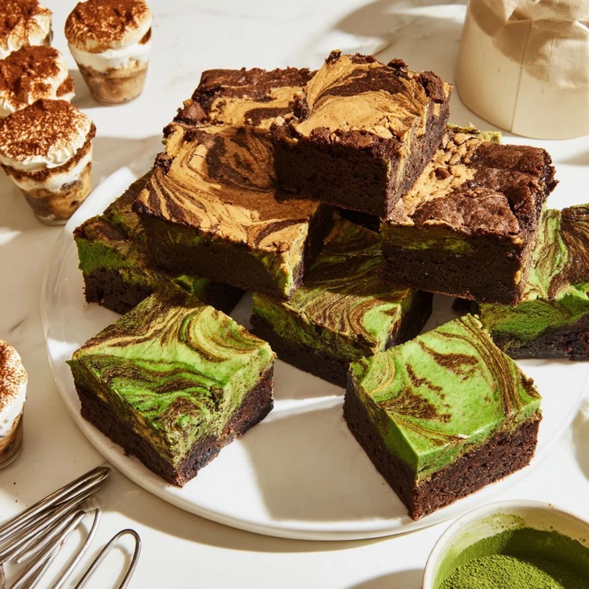 Indulge in Global Dessert Mash-Ups featuring matcha-miso brownies and creamy textures.  