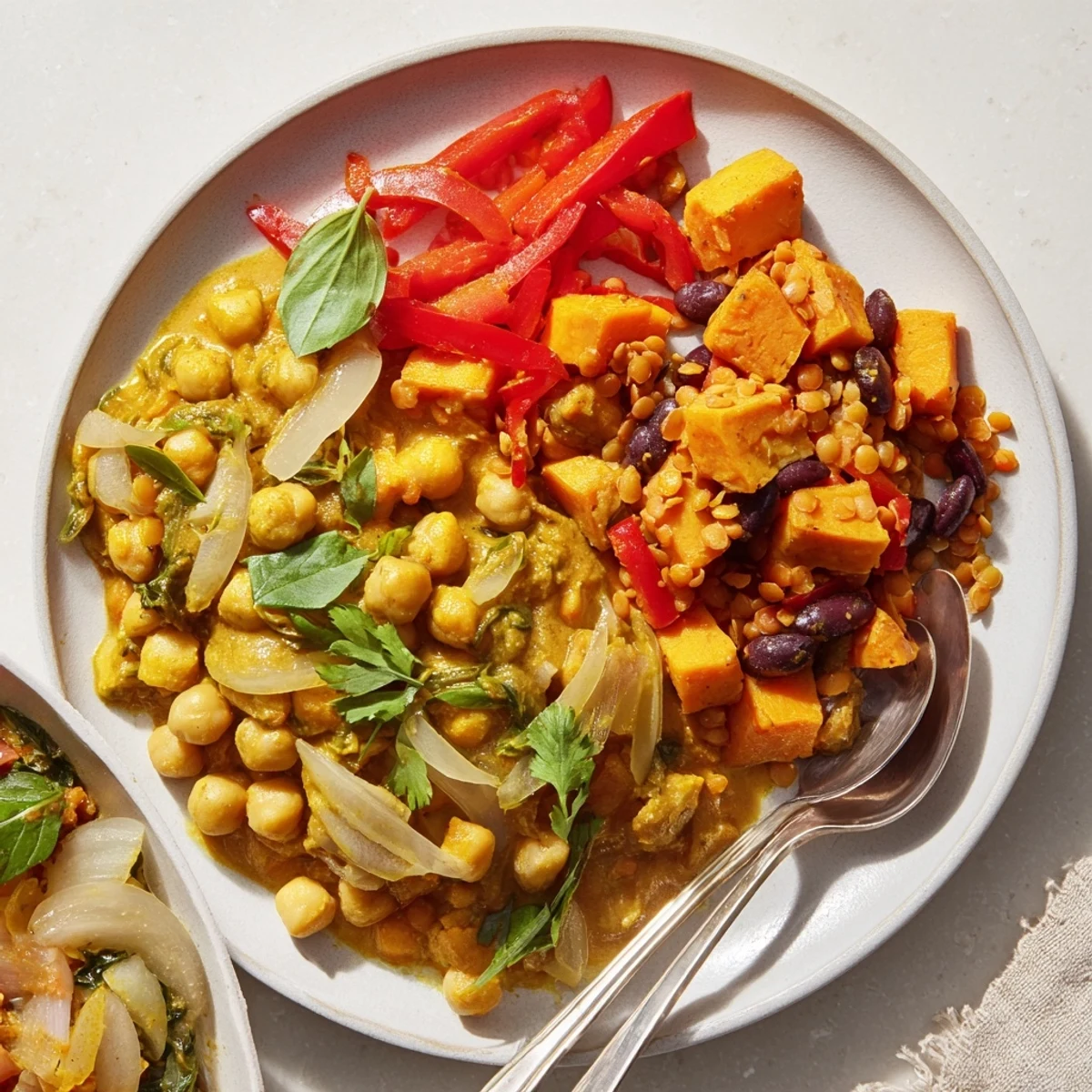 Vibrant Indian chickpea curry simmering in a single pan, garnished with fresh cilantro.  