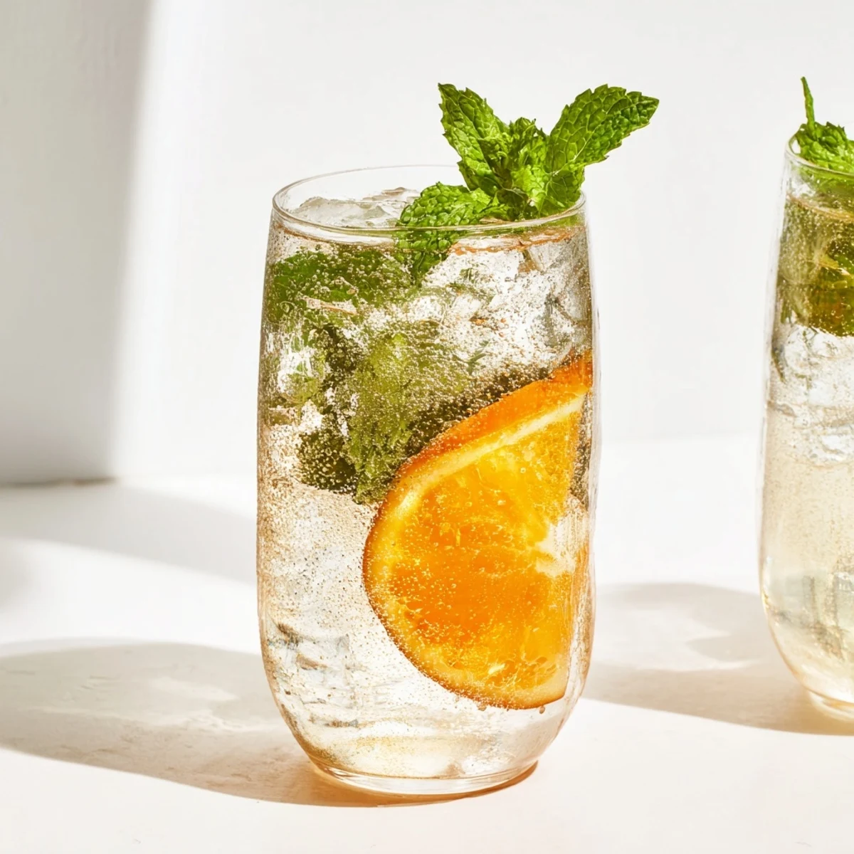 Delightful probiotic soda mocktail bursting with fresh citrus and herbal notes.