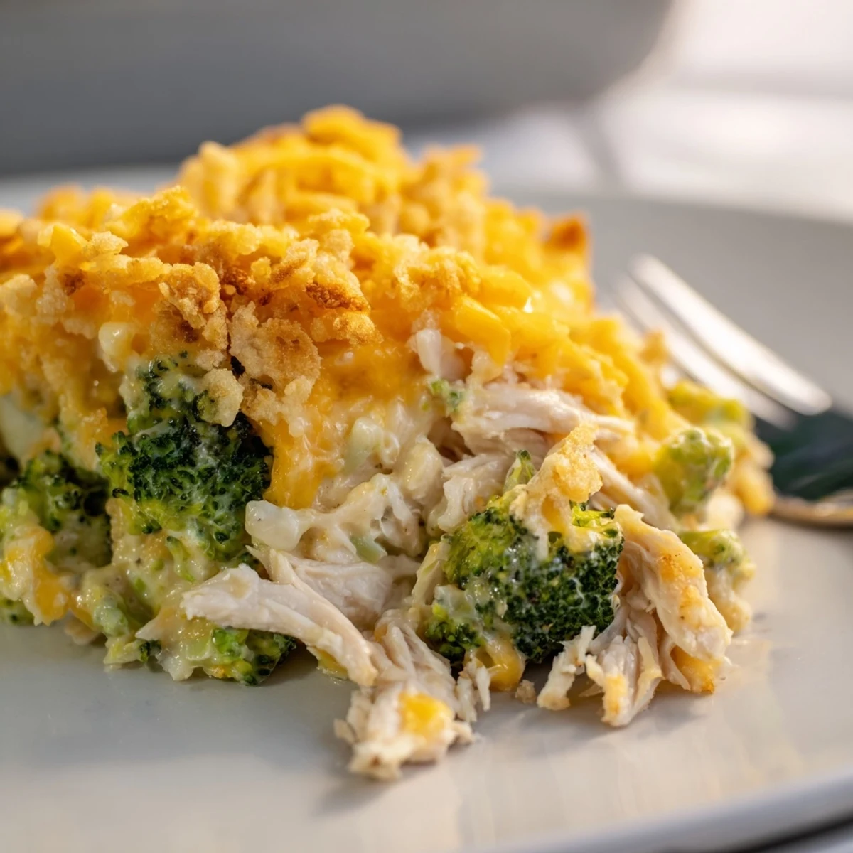 Hearty Chicken & Broccoli Cheddar Bake topped with crispy breadcrumbs, ideal for comforting meals.