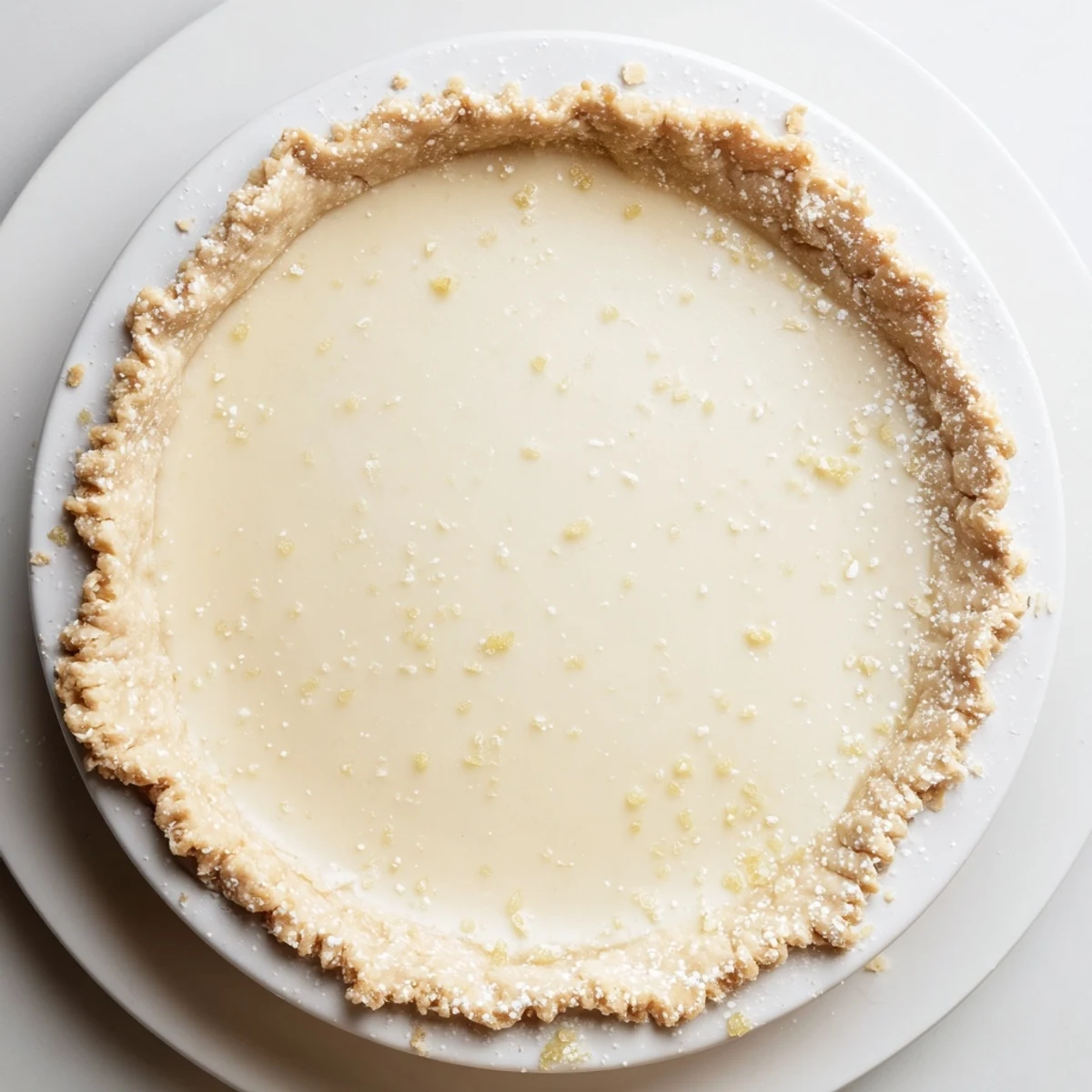 A complete Water Pie, the simple American dessert, filling the crust with a luscious, light flavor profile.
