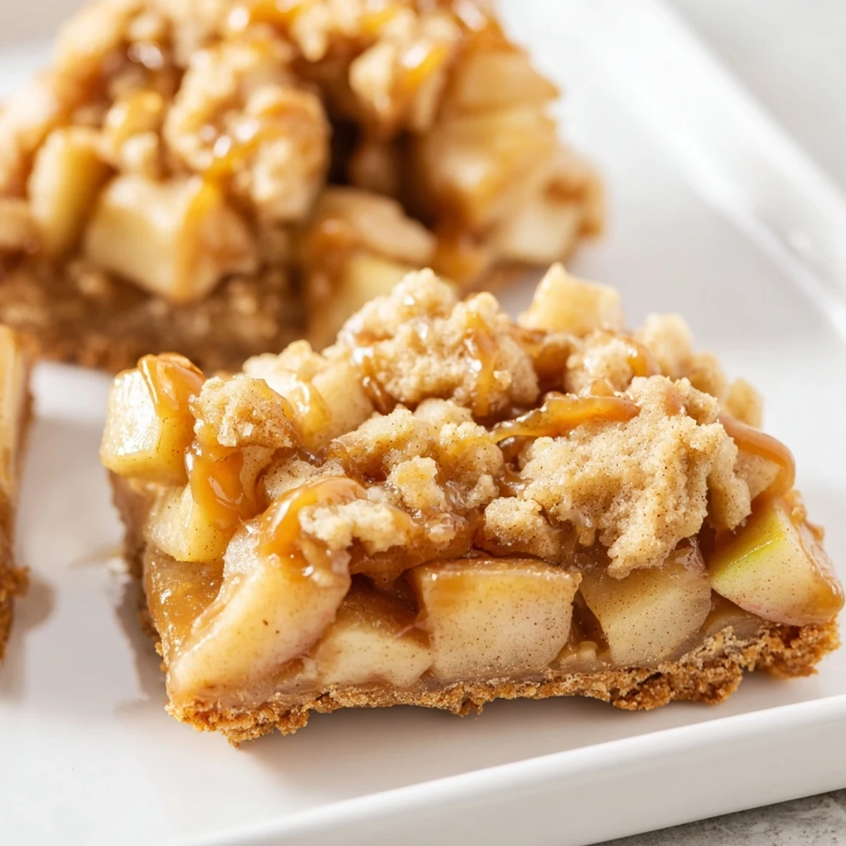 Freshly baked Caramel Apple Cookie Bars, featuring gooey caramel and tender apple slices, perfect for sharing.