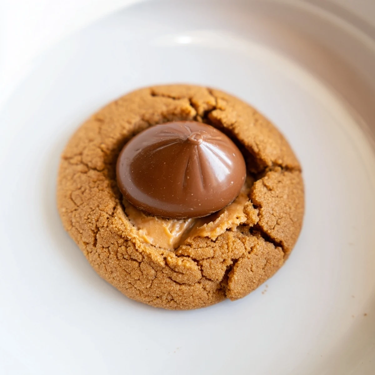 Warm peanut butter blossoms sit nestled on a cooling rack, ready to enjoy after baking.