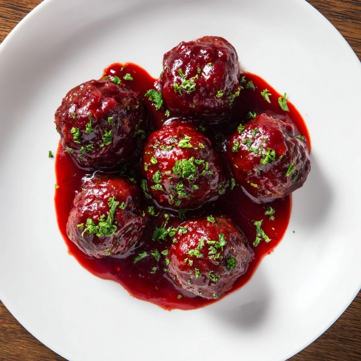 These easy-to-make cherry BBQ meatballs in a rich, dark sauce look delicious and inviting.