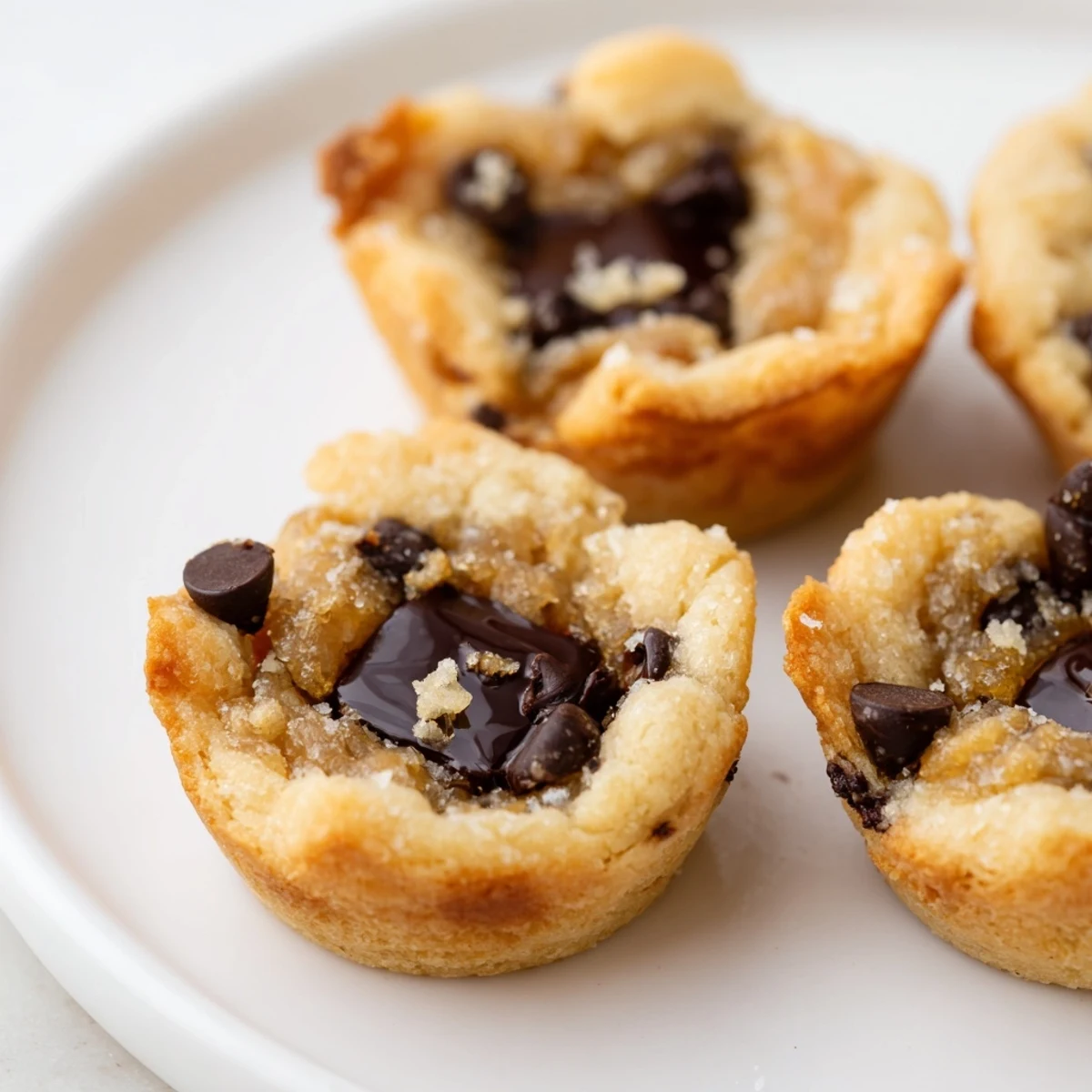 Air Fryer Gooey Cookie Cups bubbling in the air fryer, a warm, chocolatey dessert is ready.