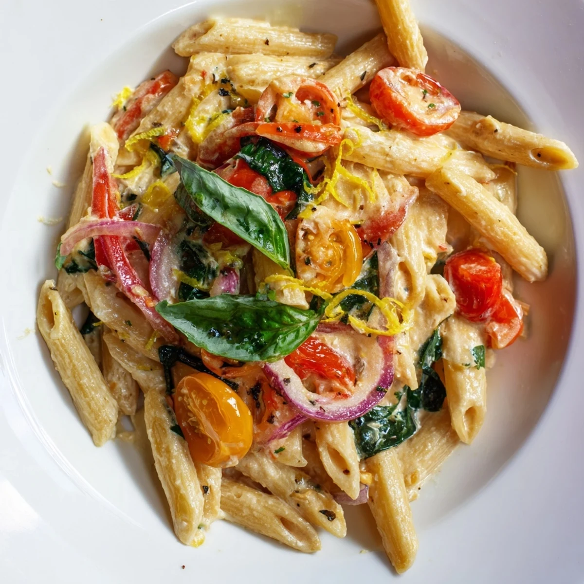 One-Pan Baked Feta Christmas Pasta: Creamy feta cheese melts with vibrant tomatoes in this savory dish.