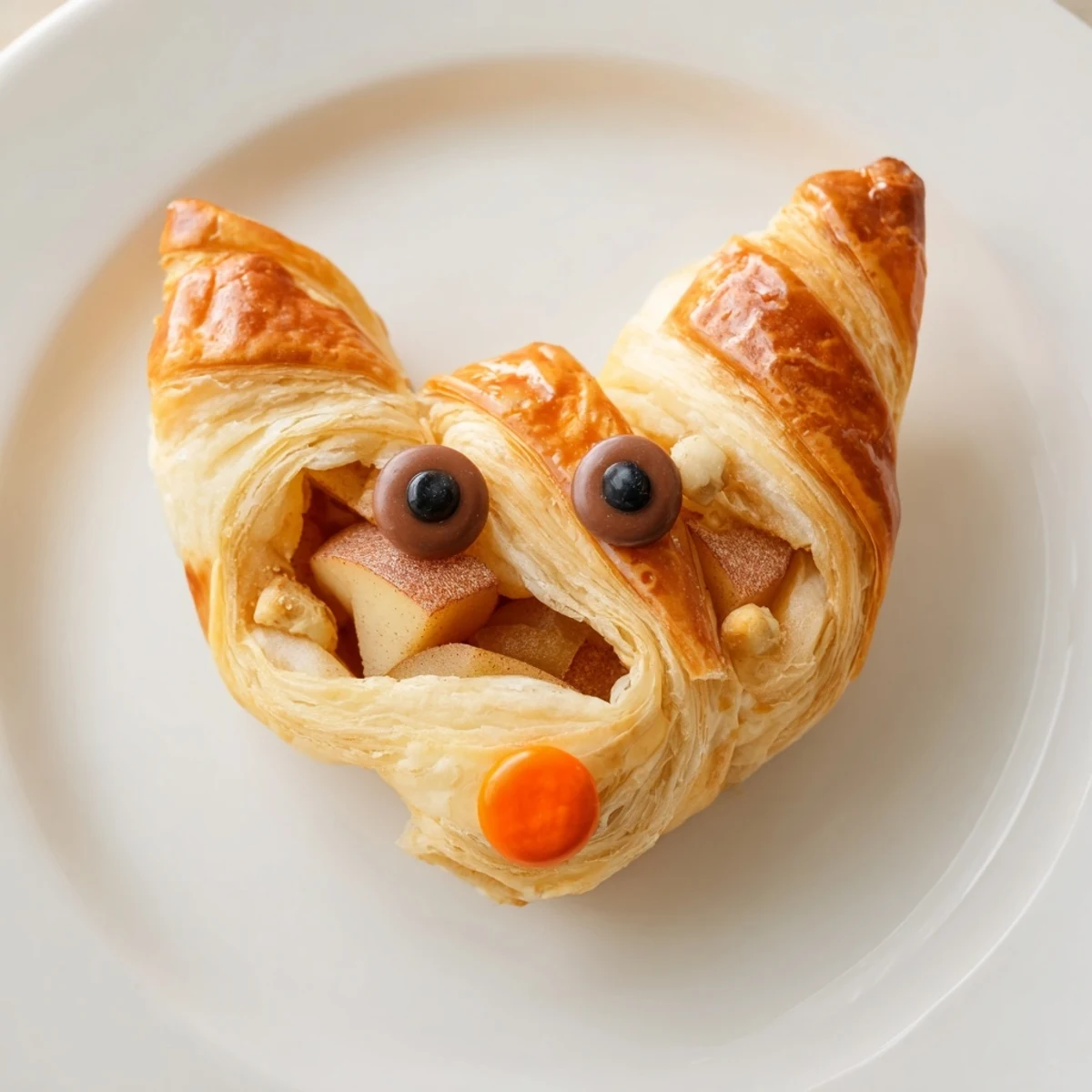 Golden-brown Autumn Harvest Fox-Shaped Bites, filled with spiced apples, ready to be enjoyed.