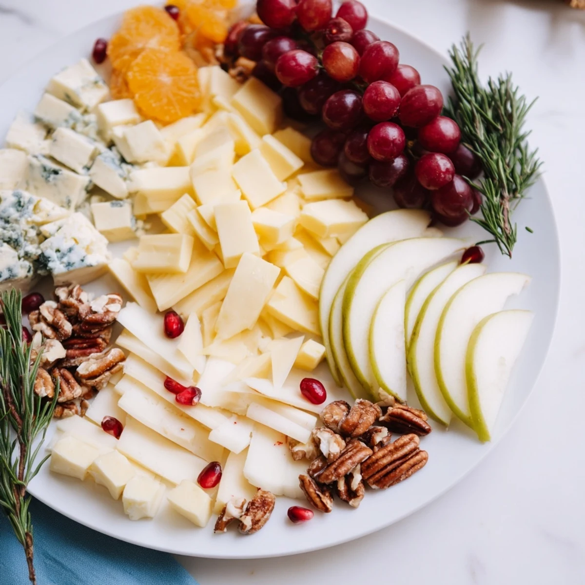 A vibrant Winter Wonderland Snack Board brimming with colorful fruits, cheeses, and sweet treats.