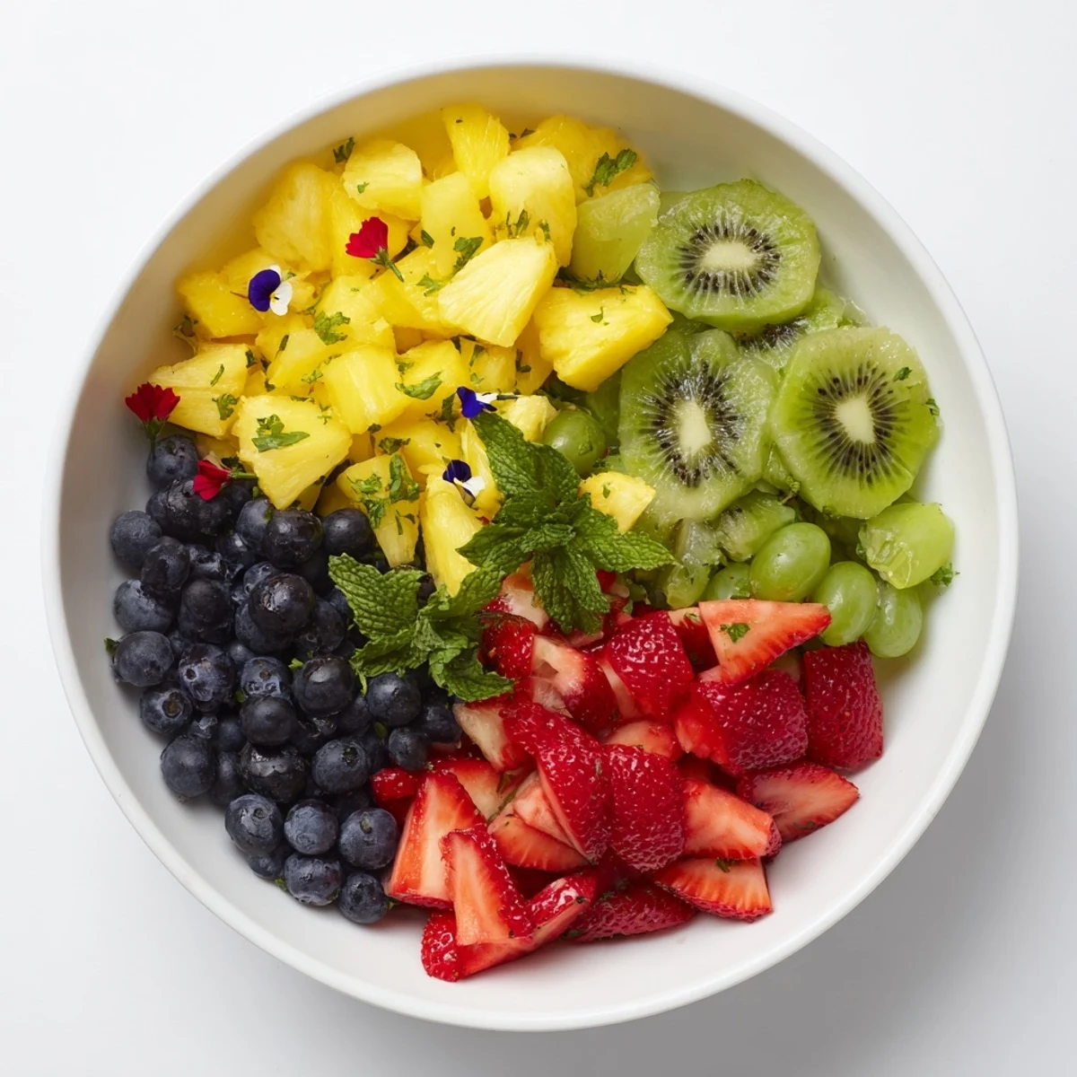 Festive Bow Fruit Medley, a bright and colorful fruit arrangement glistening with a light lime dressing.