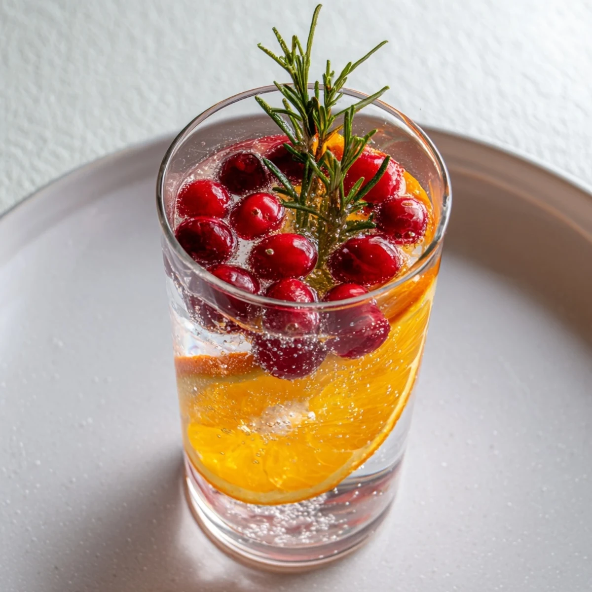 Floating frozen cranberries and citrus create a beautiful Snow Globe Mocktail ready for holiday joy.