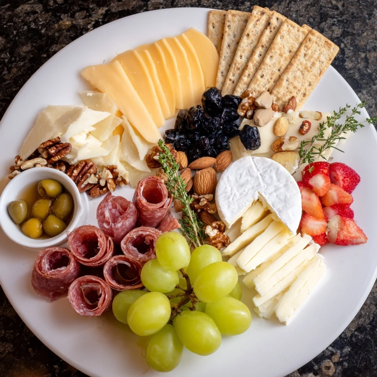 Quick Charcuterie Snack Board, vibrant with cheeses, fruits, and meats, ready for easy entertaining.