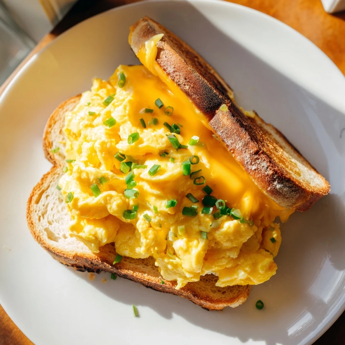 Golden, melted cheese tops a warm One-Pan Egg Breakfast Sandwich, ready for a delicious bite.