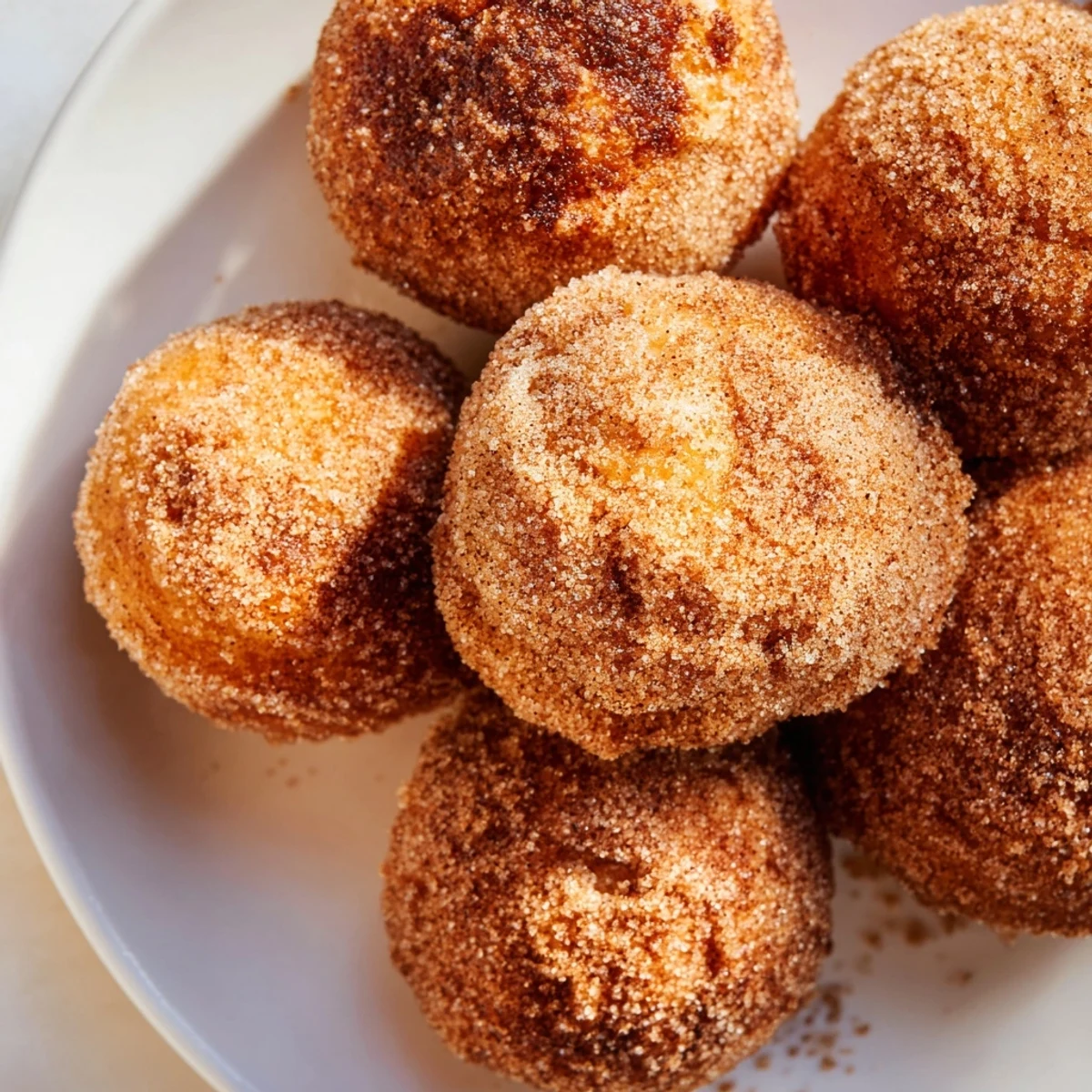 Warm and soft air fryer cinnamon donuts, a quick and easy dessert with a sweet cinnamon topping.