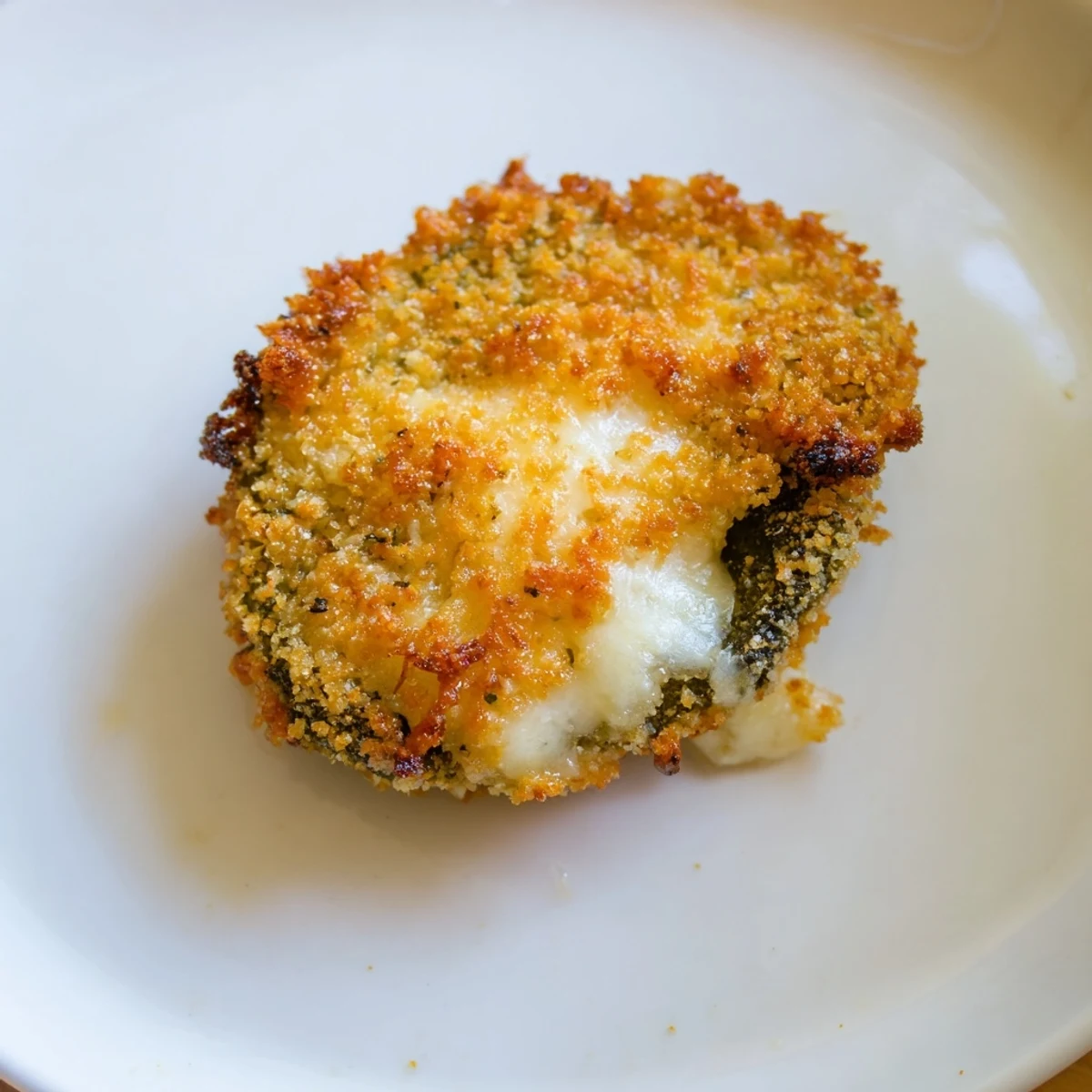 Close-up of freshly fried Crispy Chickle Bites, with melted cheese and a crispy, golden crust.