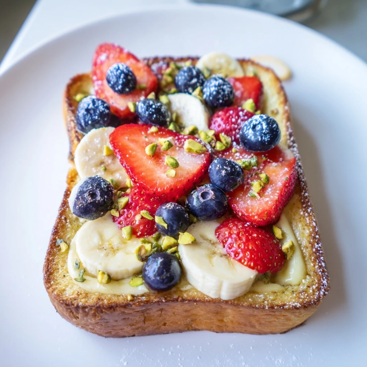 Warm, baked Viral Yogurt Toast topped with colorful berries, a delightful breakfast treat.