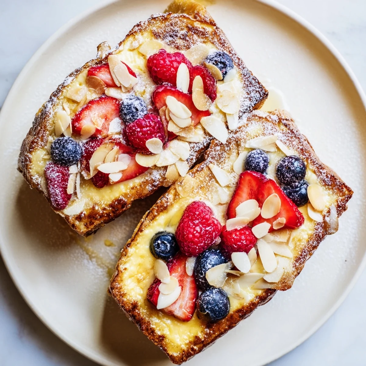 Enjoy a close-up of beautifully prepared Custard Toast, a flavorful blend of bread and custard.