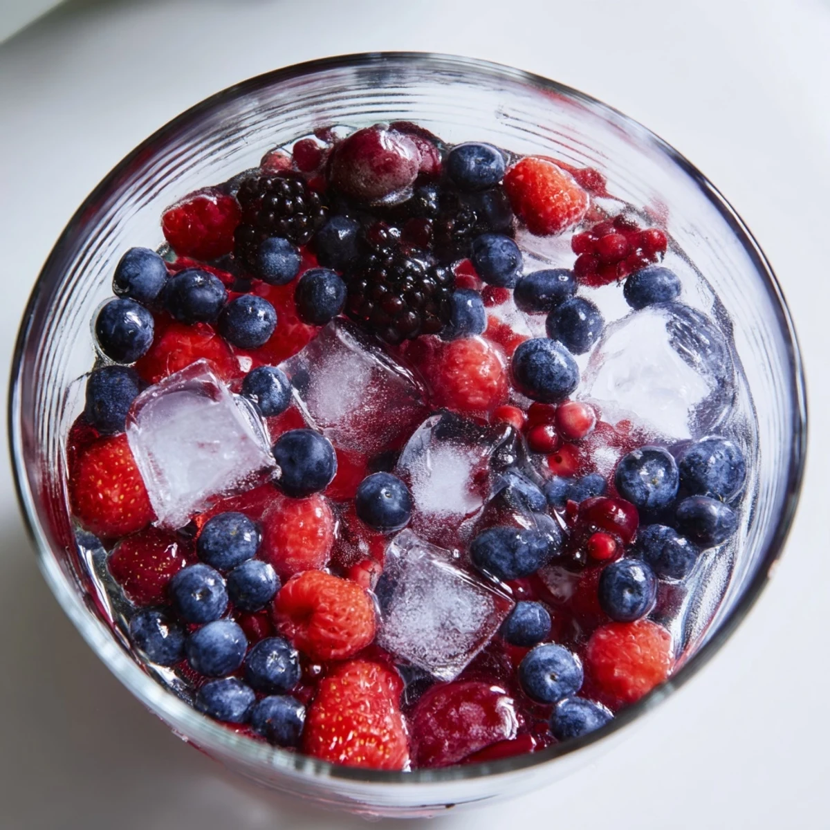 A refreshing Natures Cereal Bowl, bursting with colorful berries floating in chilled coconut water.