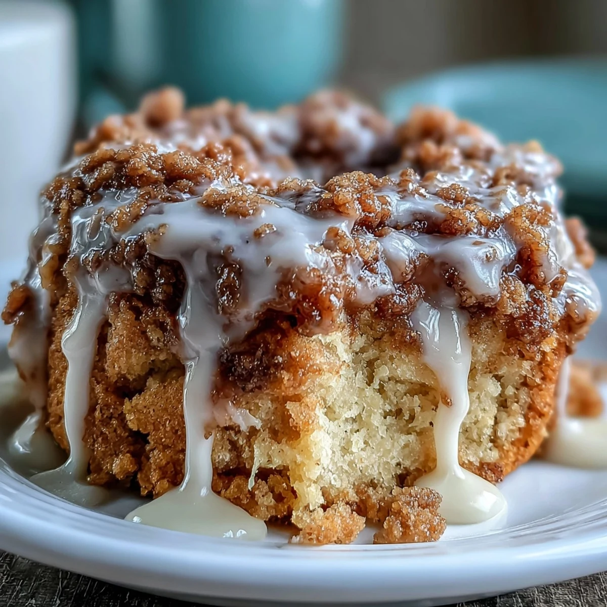 Soft and tender cookies inspired by classic coffee cake, topped with a buttery brown sugar streusel and sweet vanilla icing.