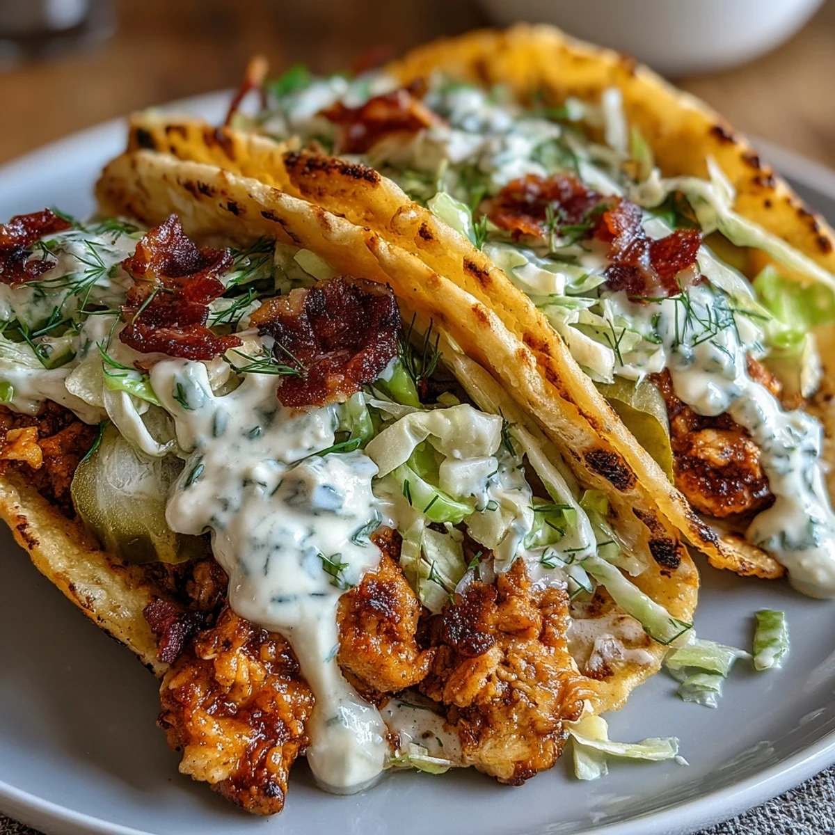 Crispy cheese-crusted tacos filled with juicy ranch-seasoned chicken and tangy dill pickles.  
