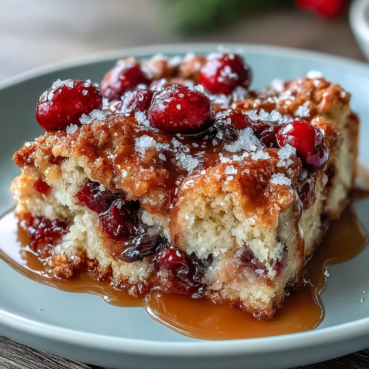 Golden cranberry cobbler with a crisp buttery topping, baked until bubbling and fragrant for a festive dessert.