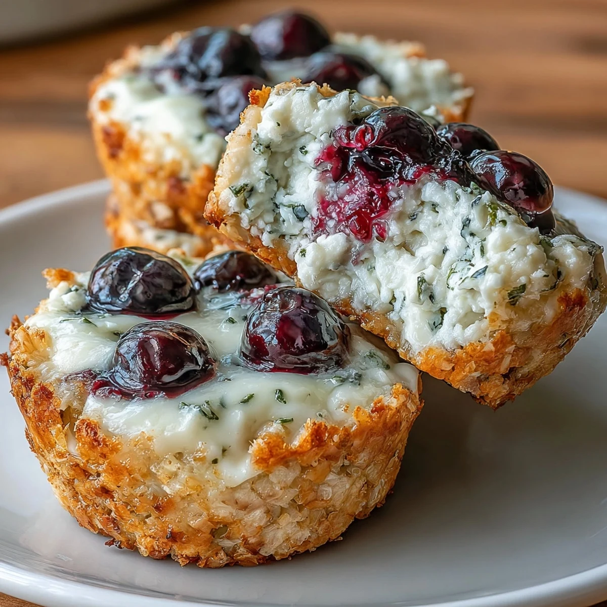 Healthy mini cottage cheese blueberry muffins with lemon zest, perfect for a quick protein-rich snack.