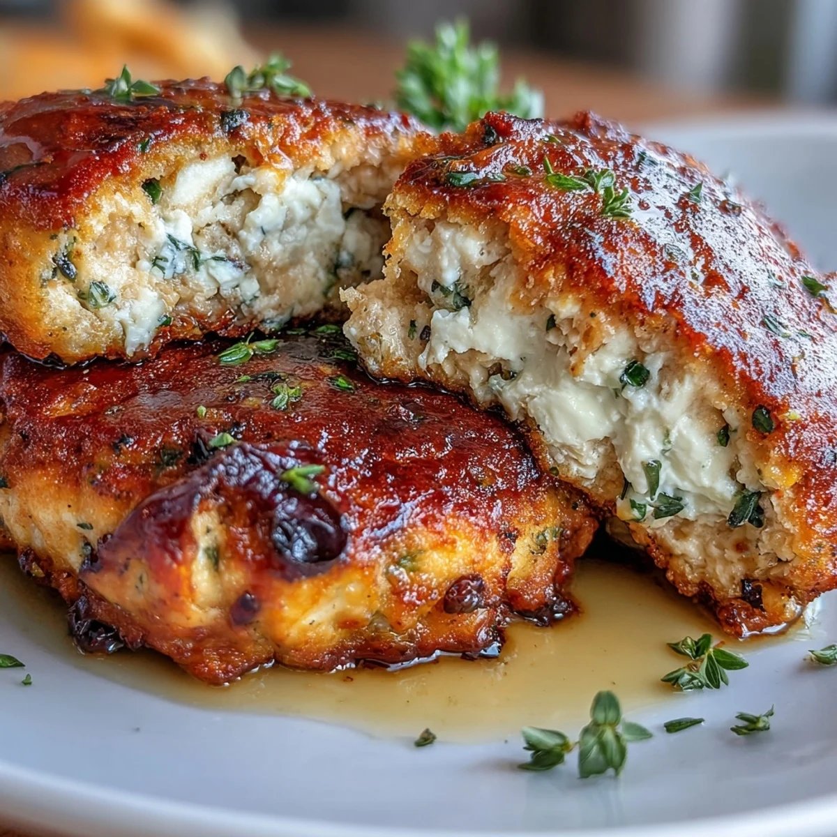 Flavorful Mediterranean chicken patties with feta, olives, and fresh herbs, golden and juicy in a skillet.  