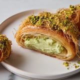 Buttery Pistachio Cream Croissants: a delicious, creamy filling inside toasted croissants, perfect with coffee.
