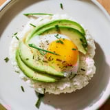 Fluffy Cloud Bread Breakfast Clouds, ready to eat, topped with rich avocado and perfectly poached eggs.