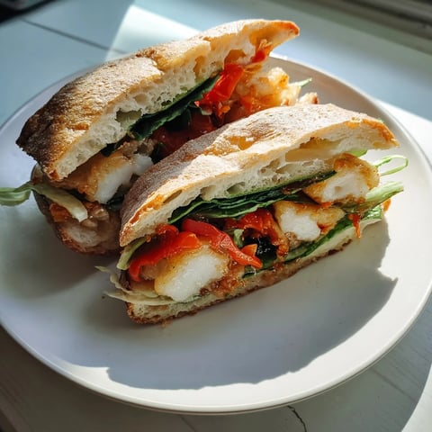 Sheet-Pan Roasted Veggie Caprese Grilled Cheese with melted mozzarella and golden, crispy sourdough.