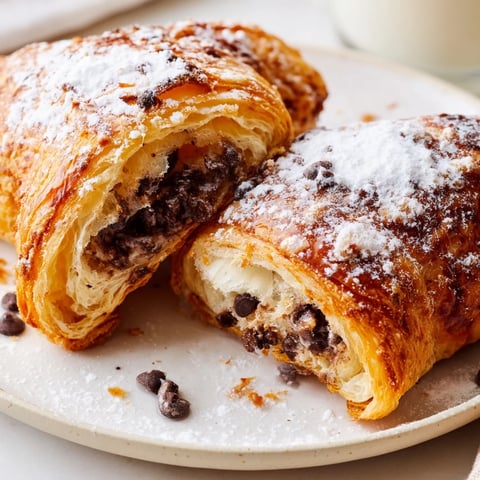 Golden-baked cookie croissant, flaky layers bursting with melty chocolate chip cookie dough.