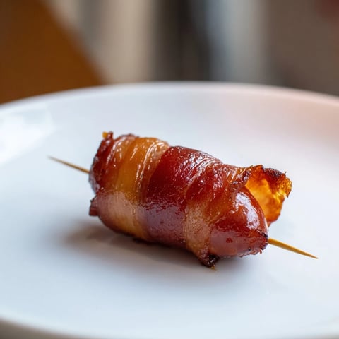 Crispy bacon-wrapped smokies, glistening with caramelized sugar, a perfect easy appetizer for parties.
