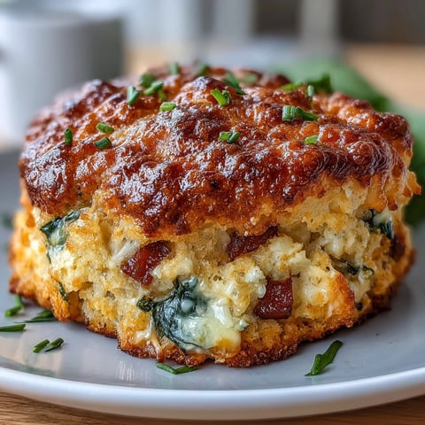 High-protein breakfast biscuits loaded with savory ham, cheddar, and spinach, perfect for meal prep and busy mornings.