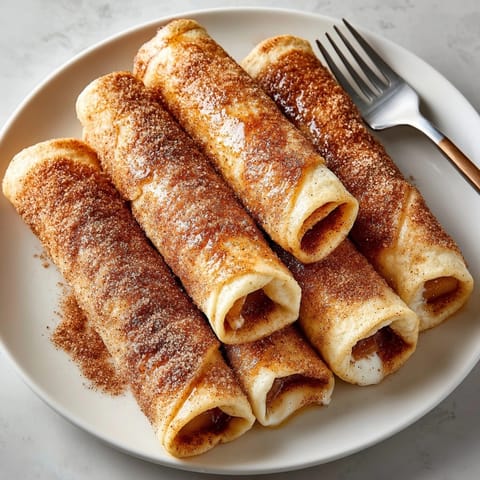 Close-up of Fall Cinnamon Sugar Dessert Wraps: warm, sweet treats ready to eat, coated in sparkling cinnamon.