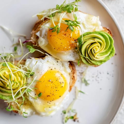 Fluffy baked egg whites on toast, a Cloud Toast 2.0 creation with fresh microgreens.
