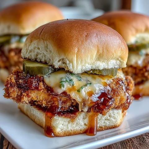 Spicy Honey Butter Chicken Sandwich Bake: golden baked chicken tenders drenched in hot honey butter, layered with pickles and cheddar inside soft slider buns for a craveable crowd-pleaser.