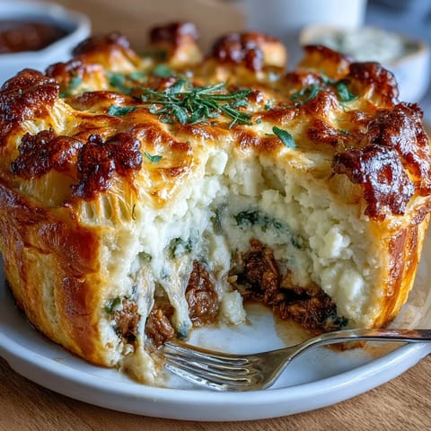 Classic Shepherds Pie with Cauliflower Mash Topping: savory ground lamb and peas simmer beneath a fluffy, golden cauliflower mash for a lower-carb dinner.  