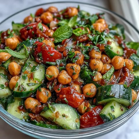 Healthy Easy Cucumber Chickpea Salad
