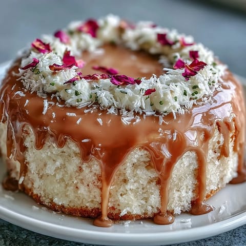 Bridal Shower Rosé Velvet Cake with Gold Drip: A pink velvet cake infused with rosé wine, topped with shimmering gold drip for a bridal shower centerpiece.