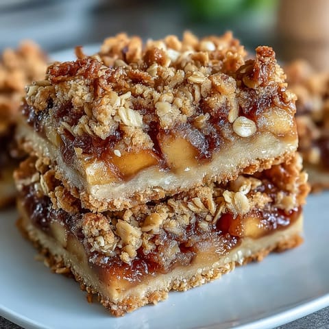 Warm Early Fall Apple Peach Crumble Bars, a perfect cozy fall dessert.