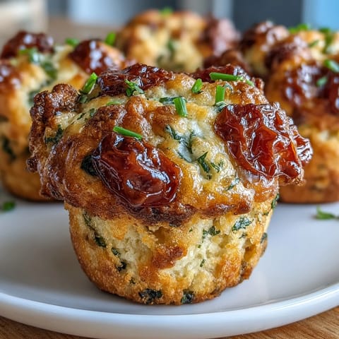 Golden Tomato Cheddar Savory Lunchbox Muffins bursting with melted cheese.