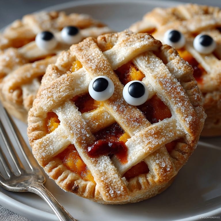 Flaky, spiced Mummy Pumpkin Hand Pies cooling on parchment, ready to eat this Halloween.