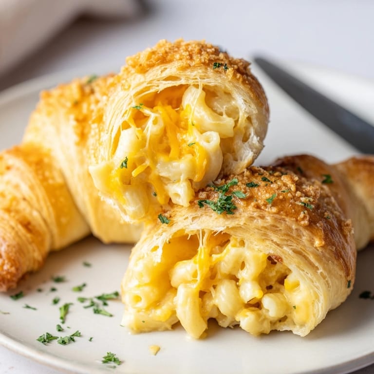 Warm, comforting Mac and Cheese Stuffed Crescent Rings, garnished with parsley, fresh from the oven.